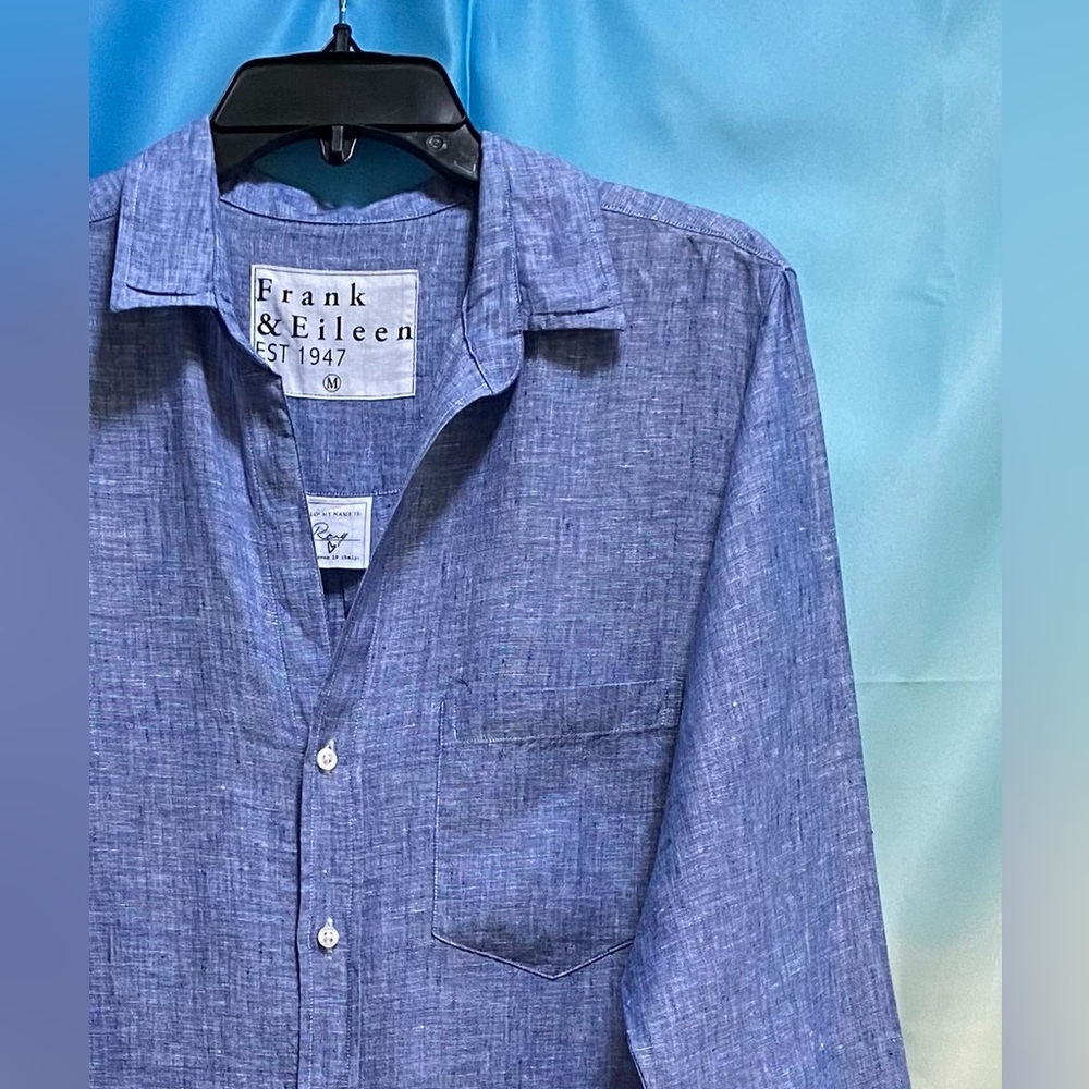 Frank & Eileen Rory Long Sleeve Linen Shirtdress dress Size: M FAMOUS BLUE - Picture 3 of 14